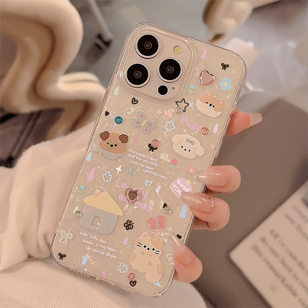 Phone Cases Xr Cute - かわいい漫画の子犬の貝殻柄スマホケース iPhone 11 12 13 14