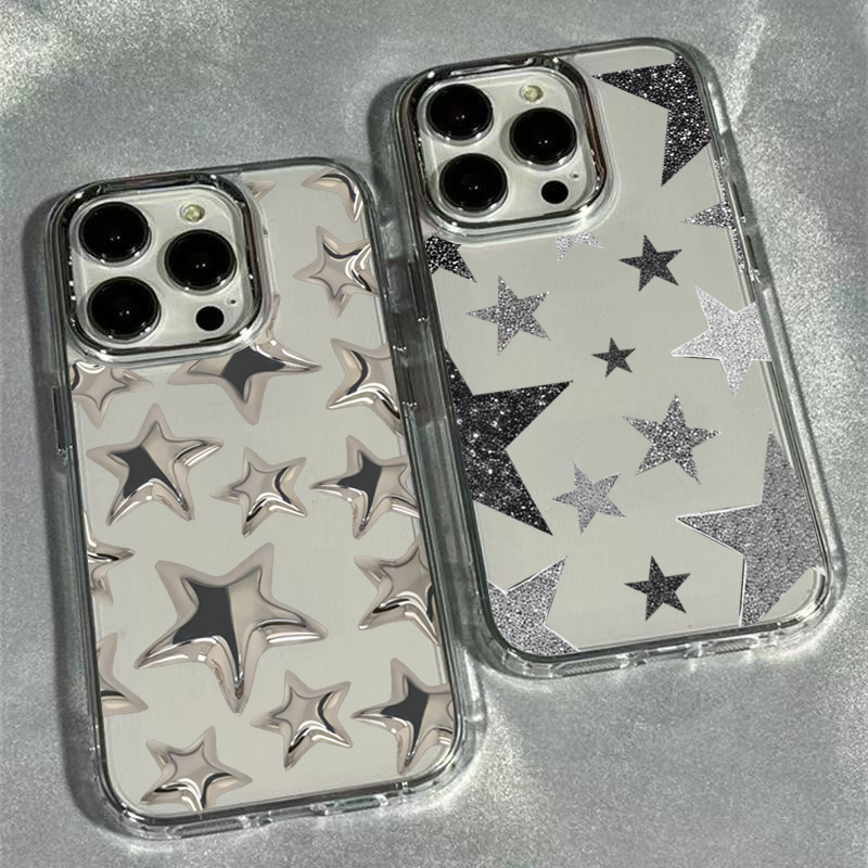 Phone Cases Pinterest - 輝く星柄のトレンディな透明スマホケース iPhone 17 16 Pro Max