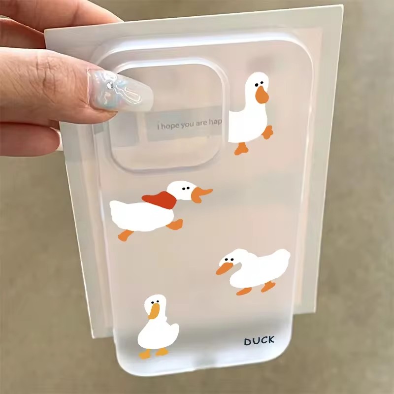 Phone Cases Xr Cute - 超キュートなアヒルの鳴き声マット半透明スマホケース iPhone 17 16 15 14