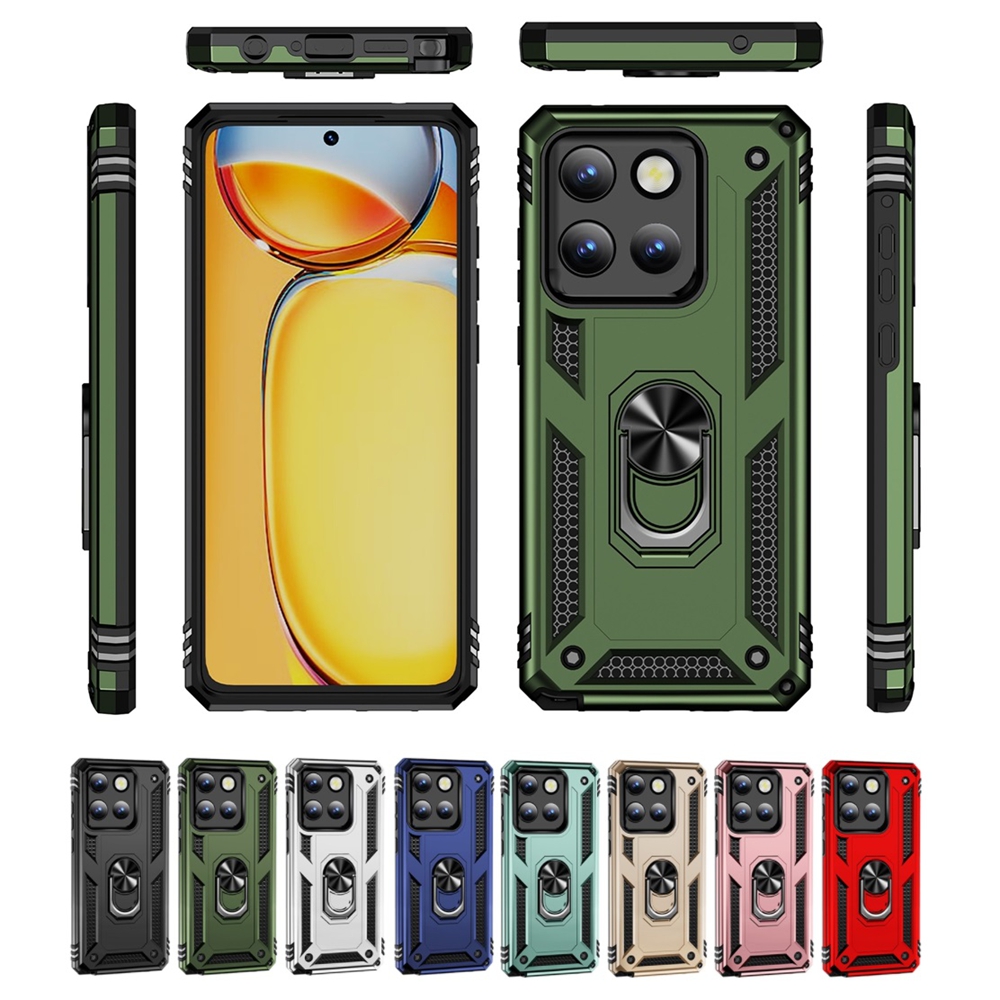 Phone Cases Moto G 2025 - モトGスタイラス、パワープレイ、Gスタイラス、Gパワー、Gプレイ4G、5G（2021、2022、2023、2024、2025）用360度保護アーマーケース ° メタルリングホルダーカバー