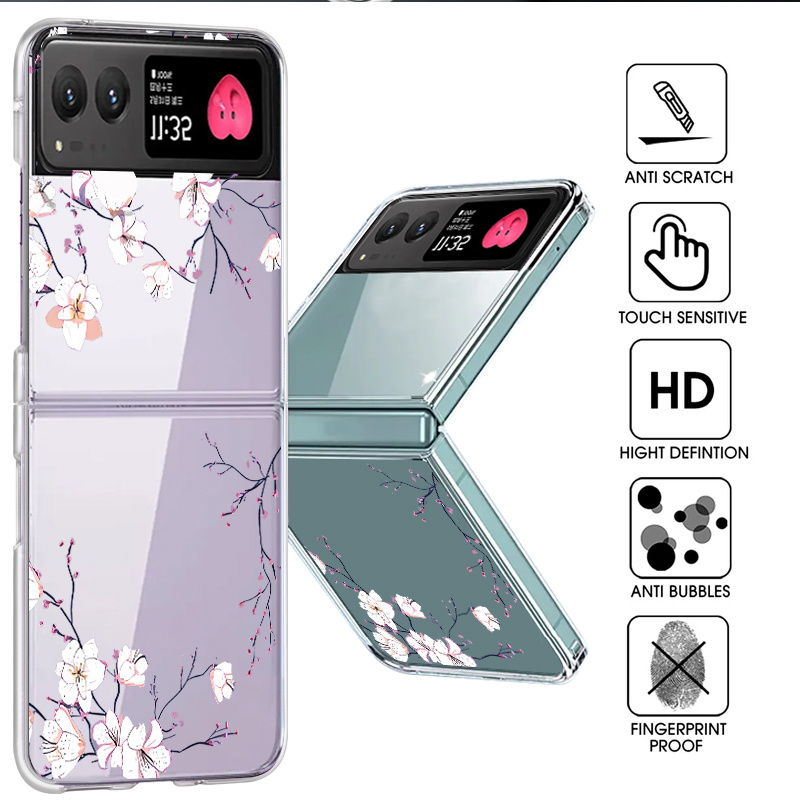 Phone Cases For Motorola - 白い花柄電話ケースモトローラ Razr 60 50 40 ウルトラ