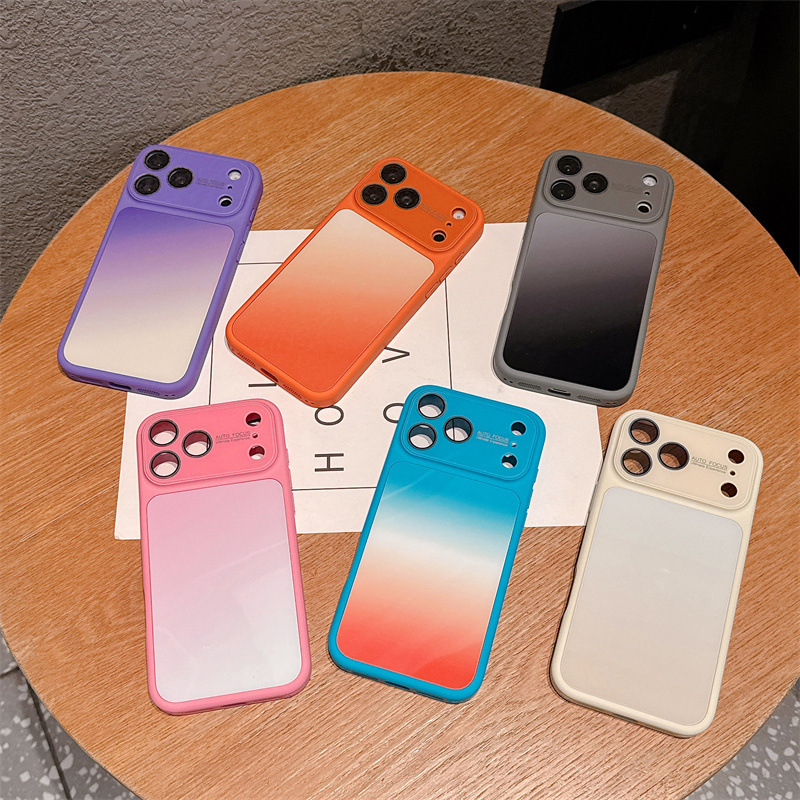 Phone Cases Iphone 17 Pro - 高級感のあるキャンディーカラーグラデーションのiPhone 17/16/15/14 Pro Max用スマホケース、大きな窓ガラス付き耐衝撃保護カバー