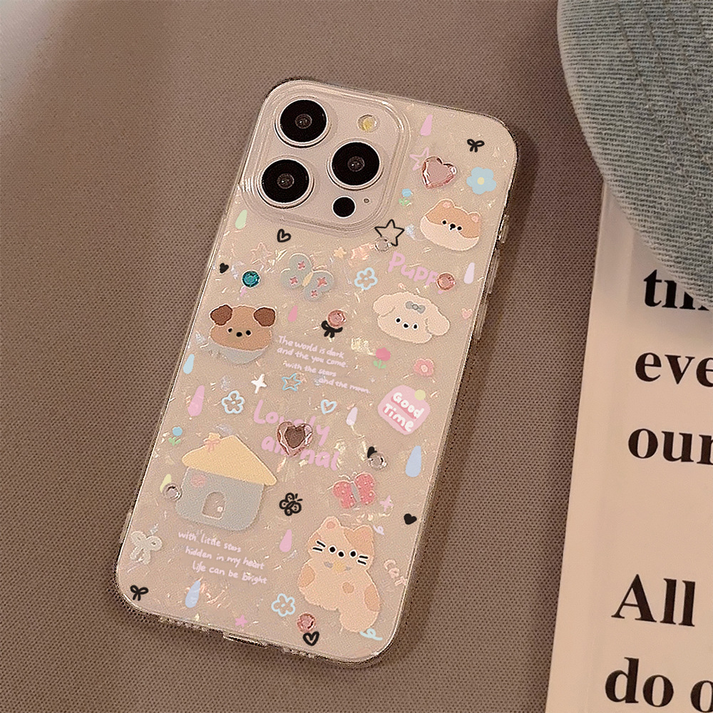 かわいい漫画の子犬の貝殻柄スマホケース iPhone 11  - Phone Cases Xr Cute のレビューと価格