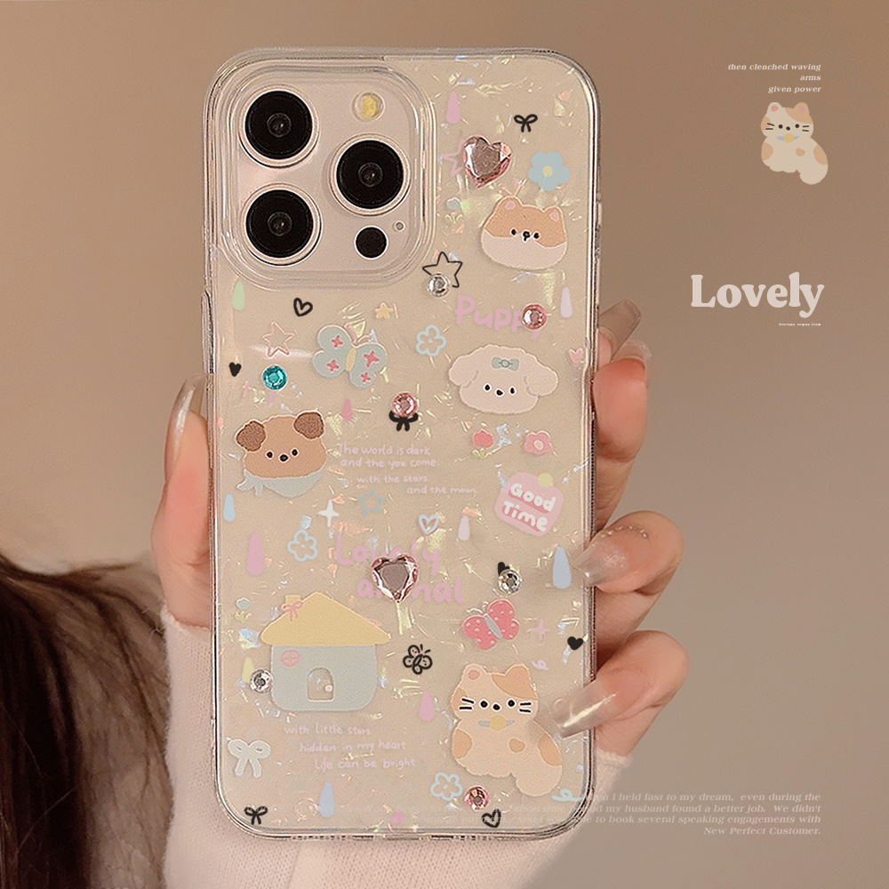 かわいい漫画の子犬の貝殻柄スマホケース iPhone 11  - Phone Cases Xr Cute のレビューと価格