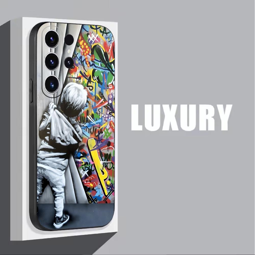 バンクシー落書きアート電話ケースサムスンギャラクシー S25 - Phone Cases Samsung S25 Ultra のレビューと価格