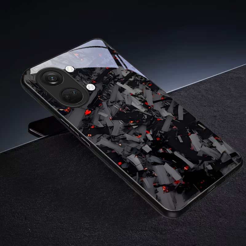 ダークな破片模様の黒いガラス製スマホケース OnePlus  - Phone Cases Oneplus のレビューと価格