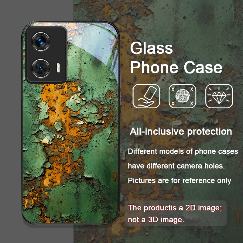 クリエイティブな錆びた金属表面パターン強化ガラス製携帯電話ケ - Phone Cases For Motorola のレビューと価格