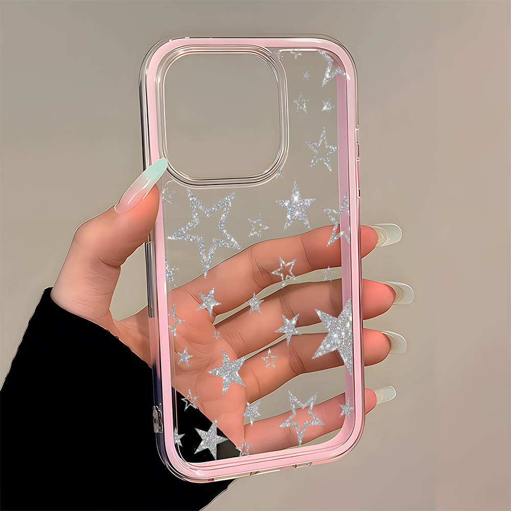 グリッターシルバースターパターンクリアフォンケース iPho - Phone Cases Pinterest のレビューと価格