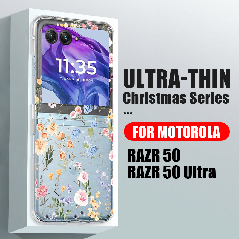 白い花柄電話ケースモトローラ Razr 60 50 40 ウ - Phone Cases For Motorola のレビューと価格