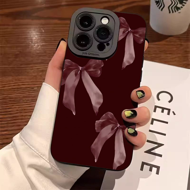 ワインレッドの蝶結び柄ソフトフォンケース、Samsung G - Phone Cases Red のレビューと価格