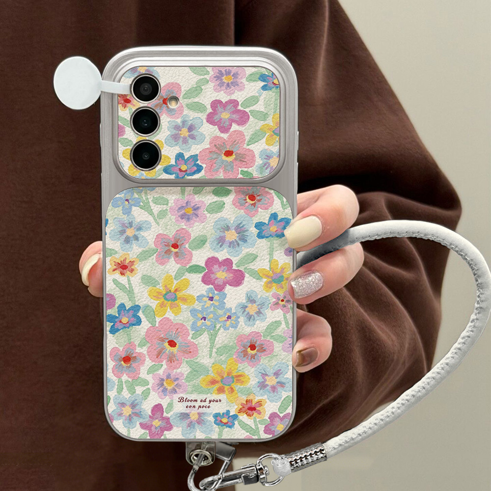 カラフルな花柄レザー携帯電話ケース Samsung S26  - Phone Cases Leather のレビューと価格