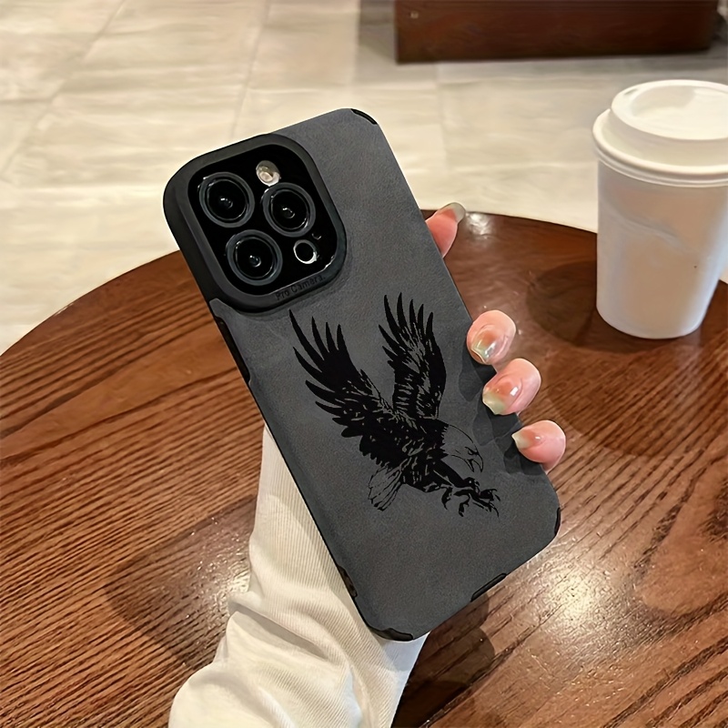 ブラックイーグル柄レザーシリコン製iPhoneケース（iPh - Phone Cases Leather のレビューと価格