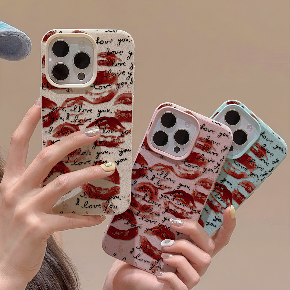 鮮やかな赤い唇柄レザー風スマホケース iPhone 17 P - Phone Cases Red のレビューと価格