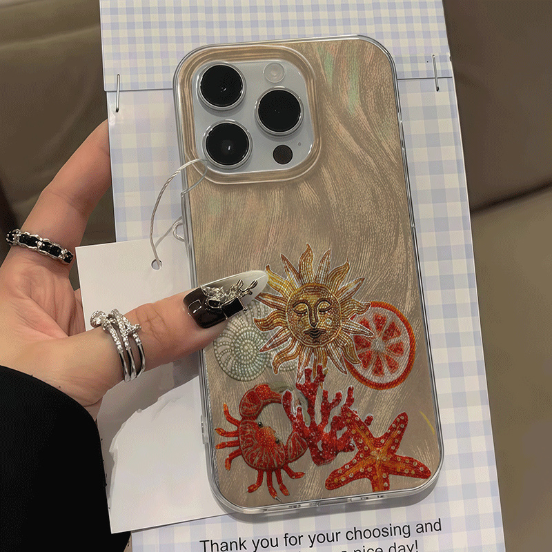氷の質感オーシャンレッドコーラル柄スマホケース Samsun - Phone Cases Red のレビューと価格