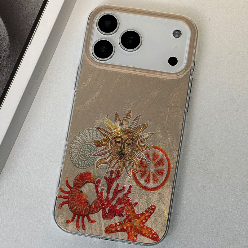 氷の質感オーシャンレッドコーラル柄スマホケース Samsun - Phone Cases Red のレビューと価格